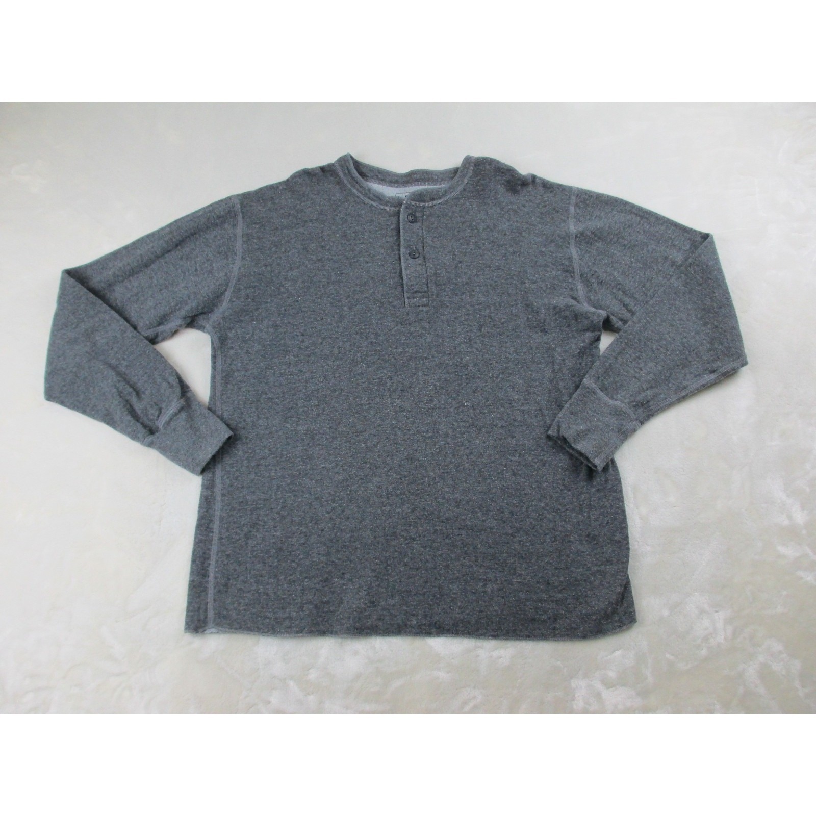 L.L. Bean Shirt Mens Large Gray Traditional Fit Long Sleeve Henley Base Layer